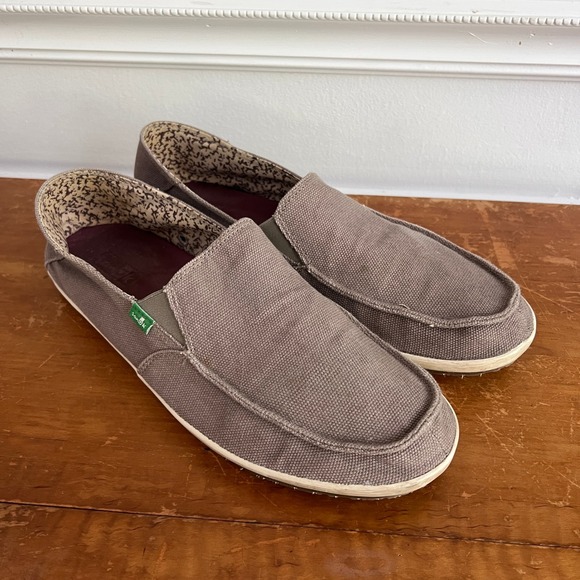 Sanuk Vagabond Slip On Shoes Mens 13 Canvas Moc Toe Loafers Gray Sidewalk Surfer main image 11